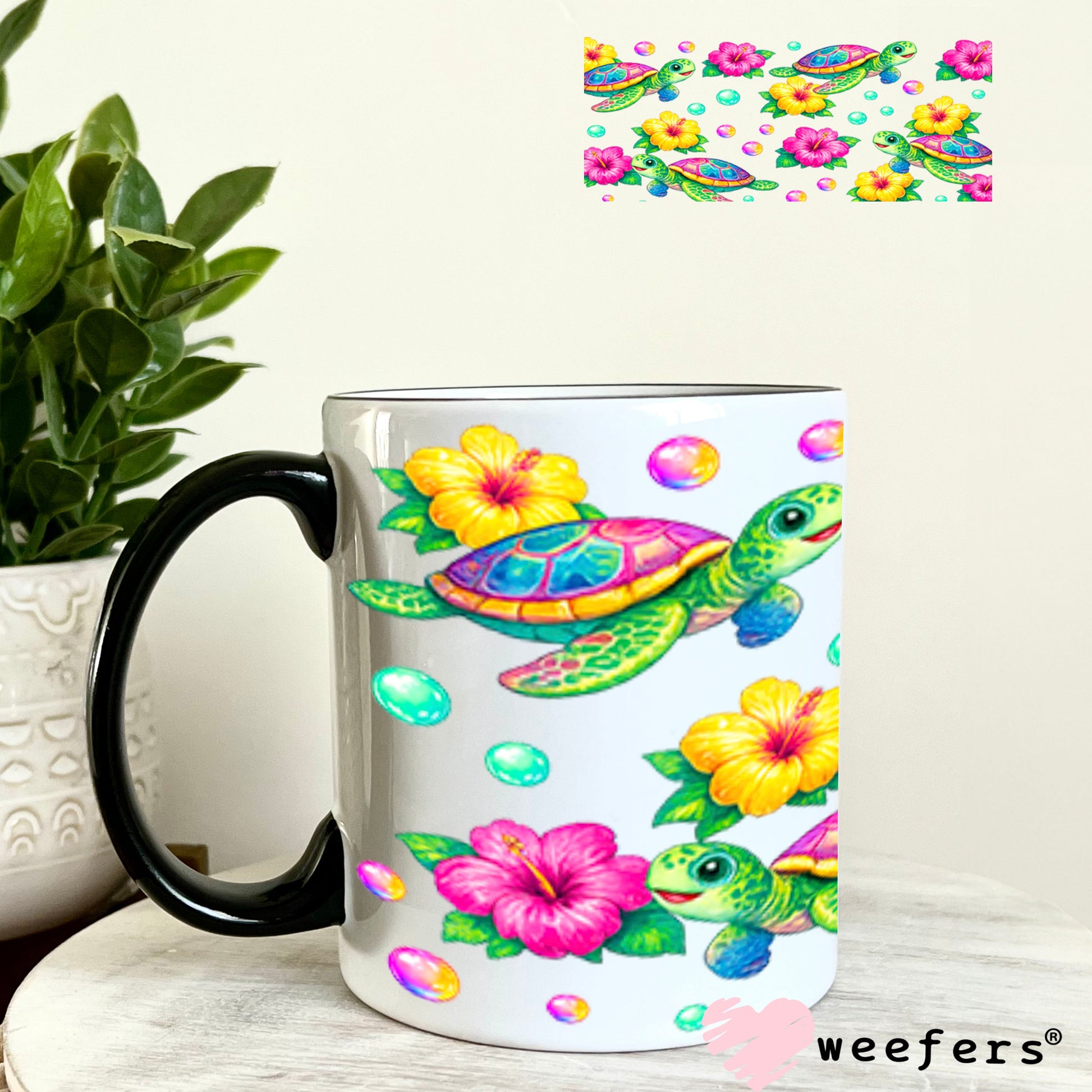 UV DTF Cup Wraps - Colorful Turtles 11oz Coffee Mug Weefers