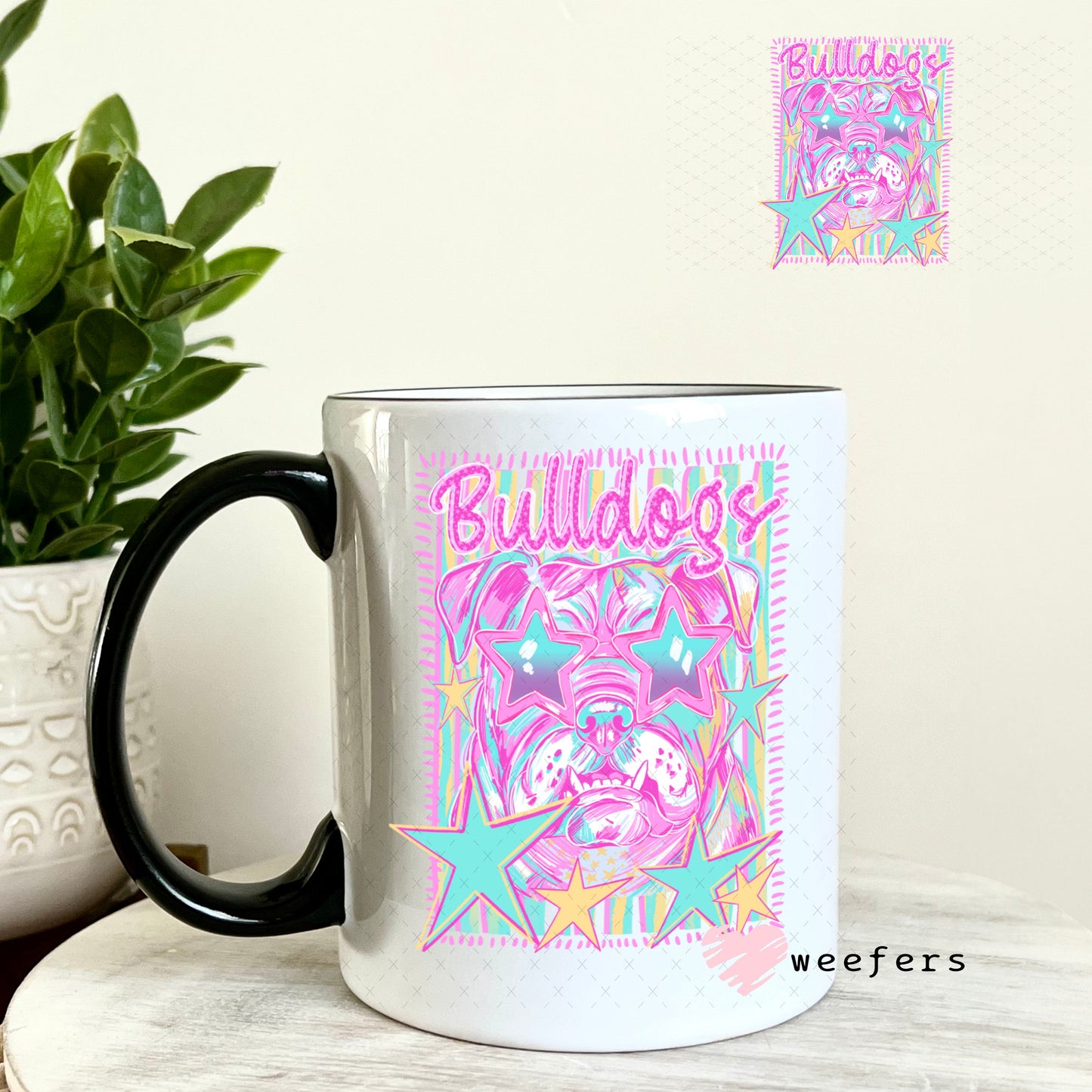 UV DTF Decal - Bulldogs Colorful Mascot 11oz Coffee Mug Weefers