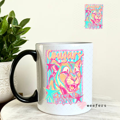 UV DTF Decal - Cougars Game Day Colorful Mascot 11oz Coffee Mug Weefers