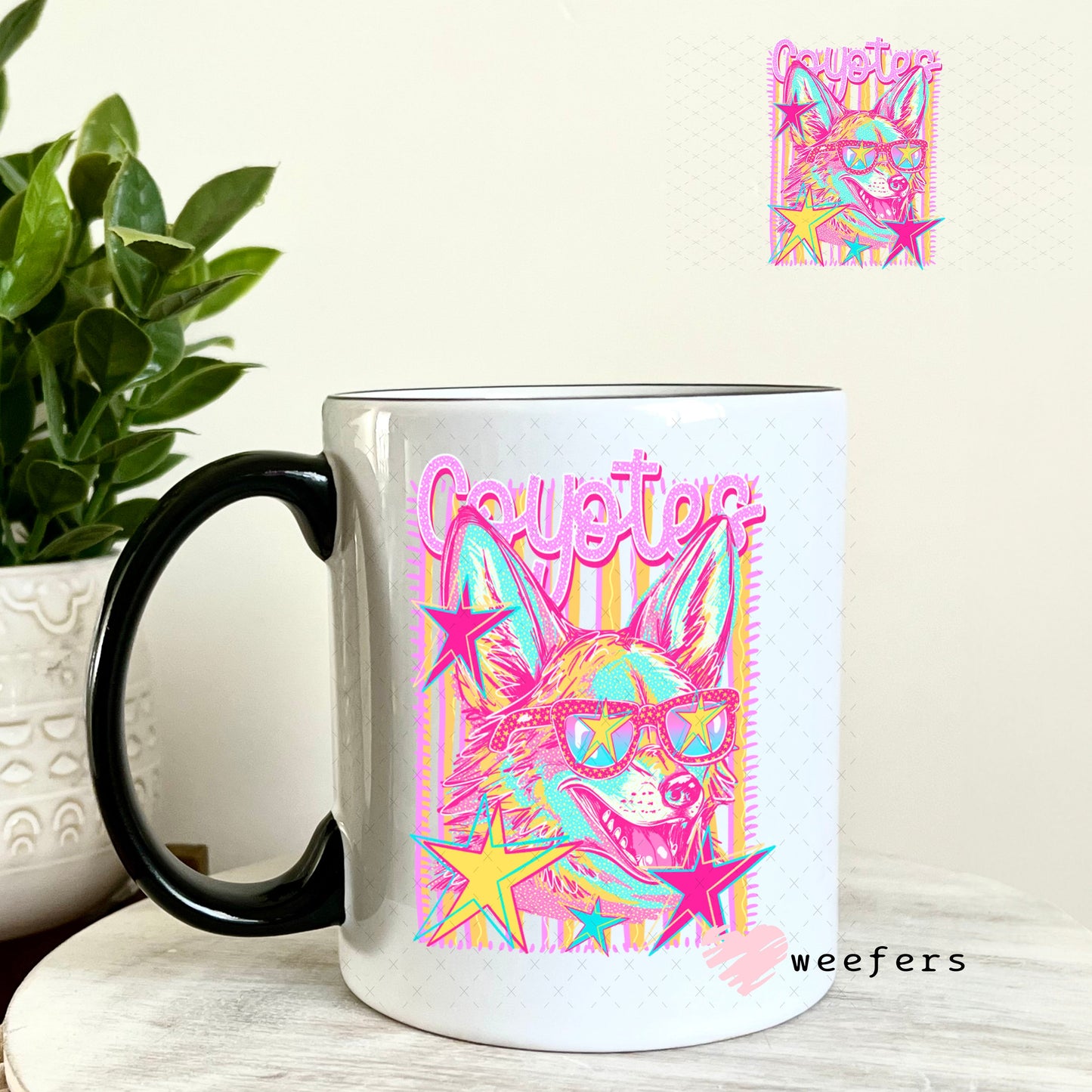 UV DTF Decal - Coyotes Colorful Mascot 11oz Coffee Mug Weefers