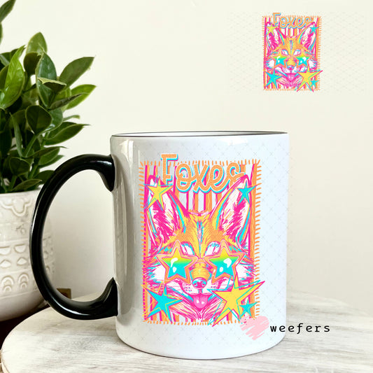 UV DTF Decal - Foxes Colorful Mascot 11oz Coffee Mug Weefers