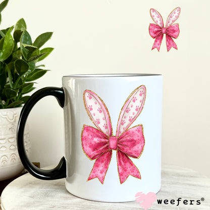 Easter Bunny Ears Coquette Pink Bows UV DTF 11oz Coffee Mug Decal