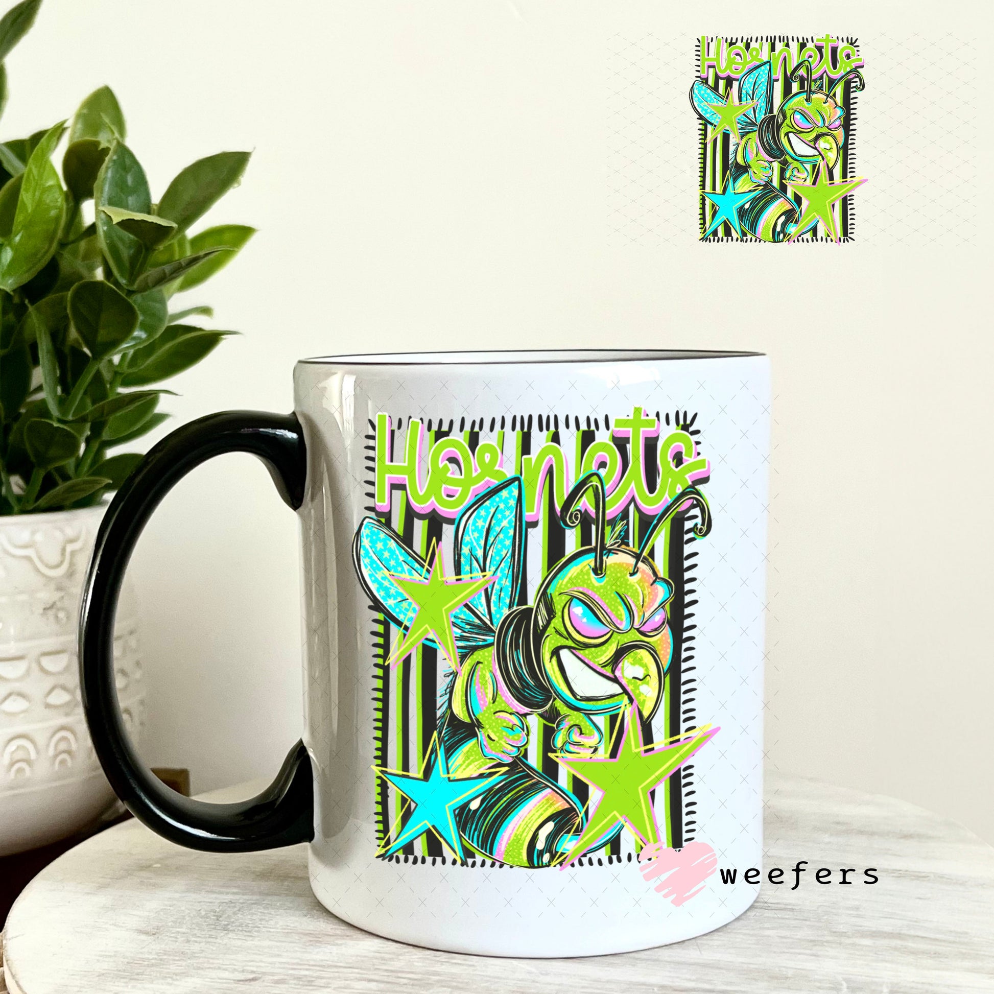 UV DTF Decal - Hornets Green Teal 11oz Coffee Mug Weefers