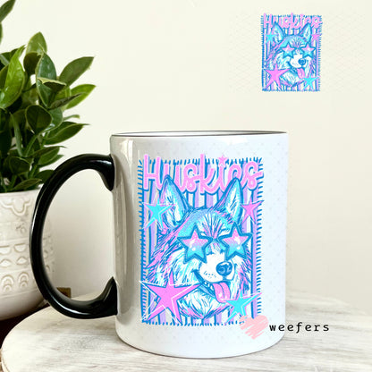 UV DTF Decal - Huskies Colorful Mascot 11oz Coffee Mug Weefers