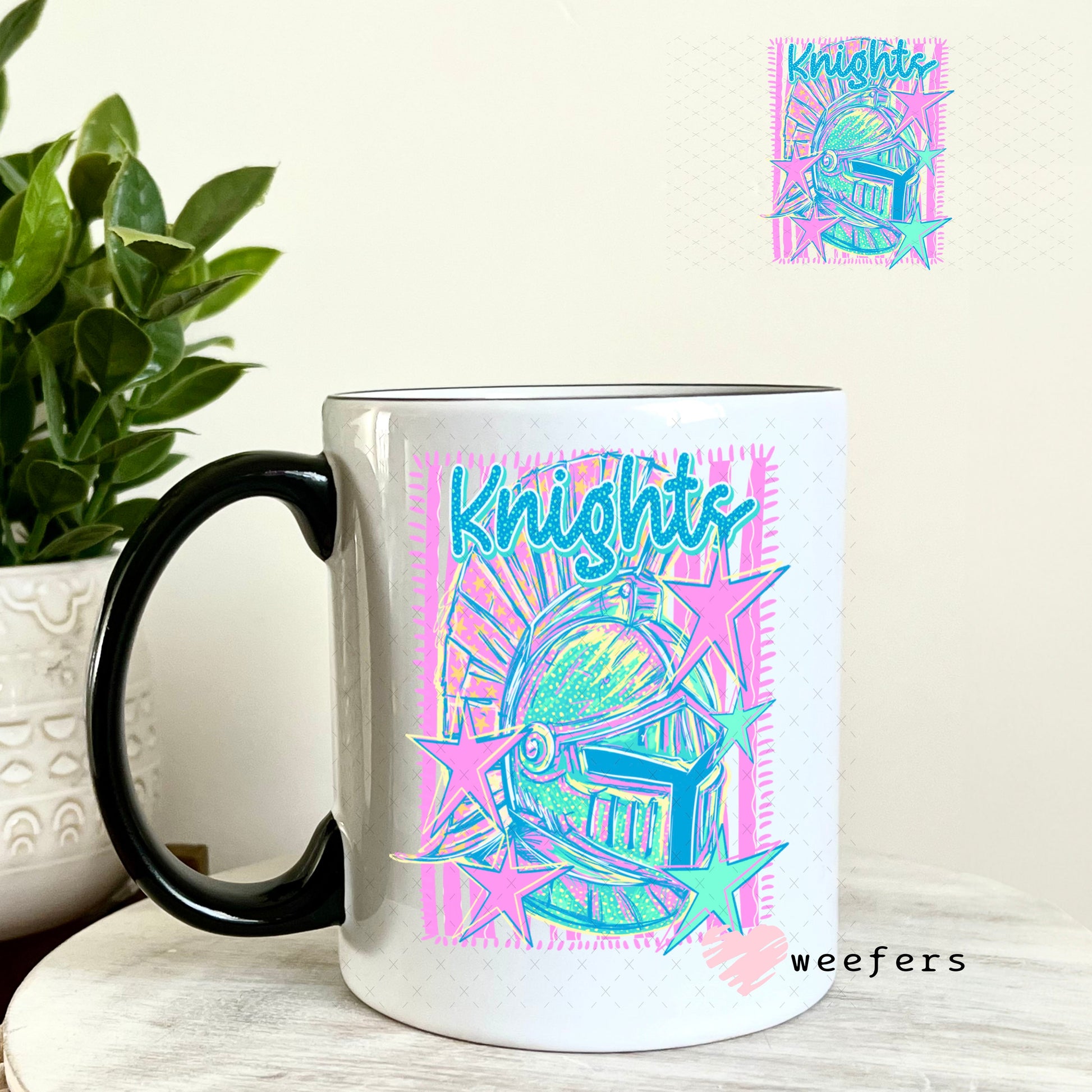 UV DTF Decal - Knights Colorful Mascot 11oz Coffee Mug Weefers