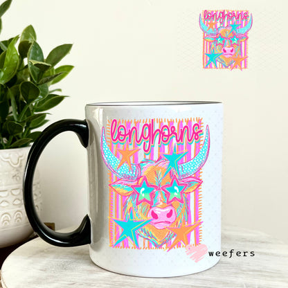 UV DTF Decal - Longhorns Colorful Mascot 11oz Coffee Mug Weefers