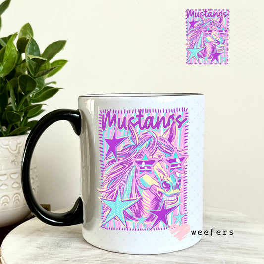 UV DTF Decal - Mustang Colorful Mascot 11oz Coffee Mug Weefers