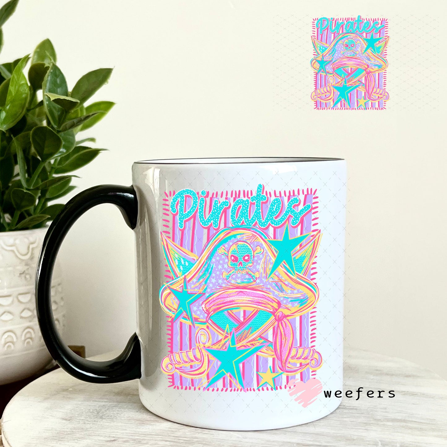 UV DTF Decal - Pirates Colorful Mascot 11oz Coffee Mug Weefers