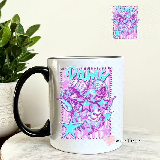 UV DTF Decal - Rams Colorful Mascot 11oz Coffee Mug Weefers
