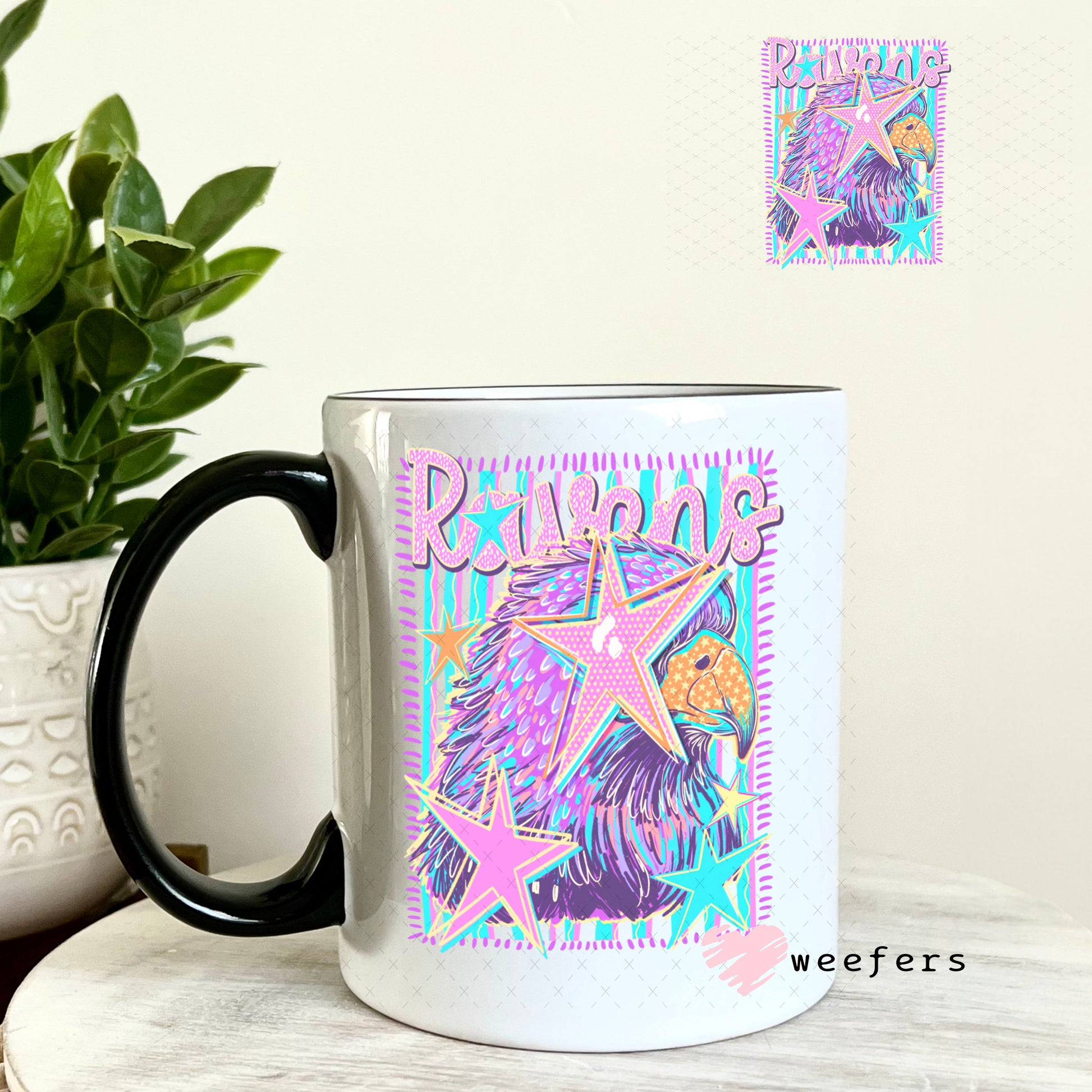 UV DTF Decal - Ravens Colorful Mascot 11oz Coffee Mug Weefers