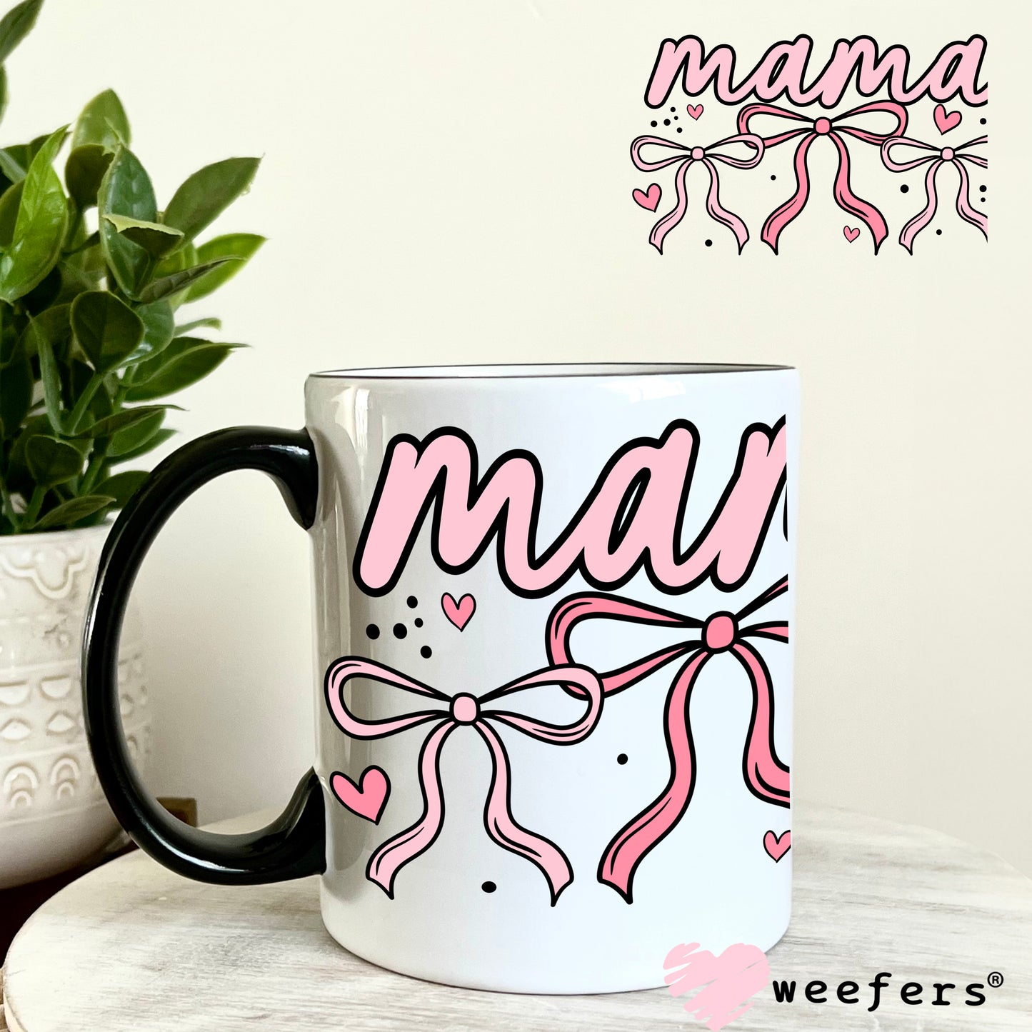 Mama Coquette Pink Bows UV DTF Decal - Weefers