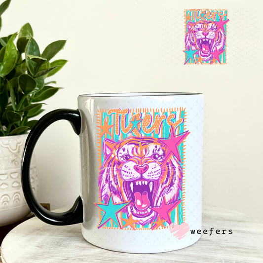 UV DTF Decal - Tigers Colorful Mascot 11oz Coffee Mug Weefers