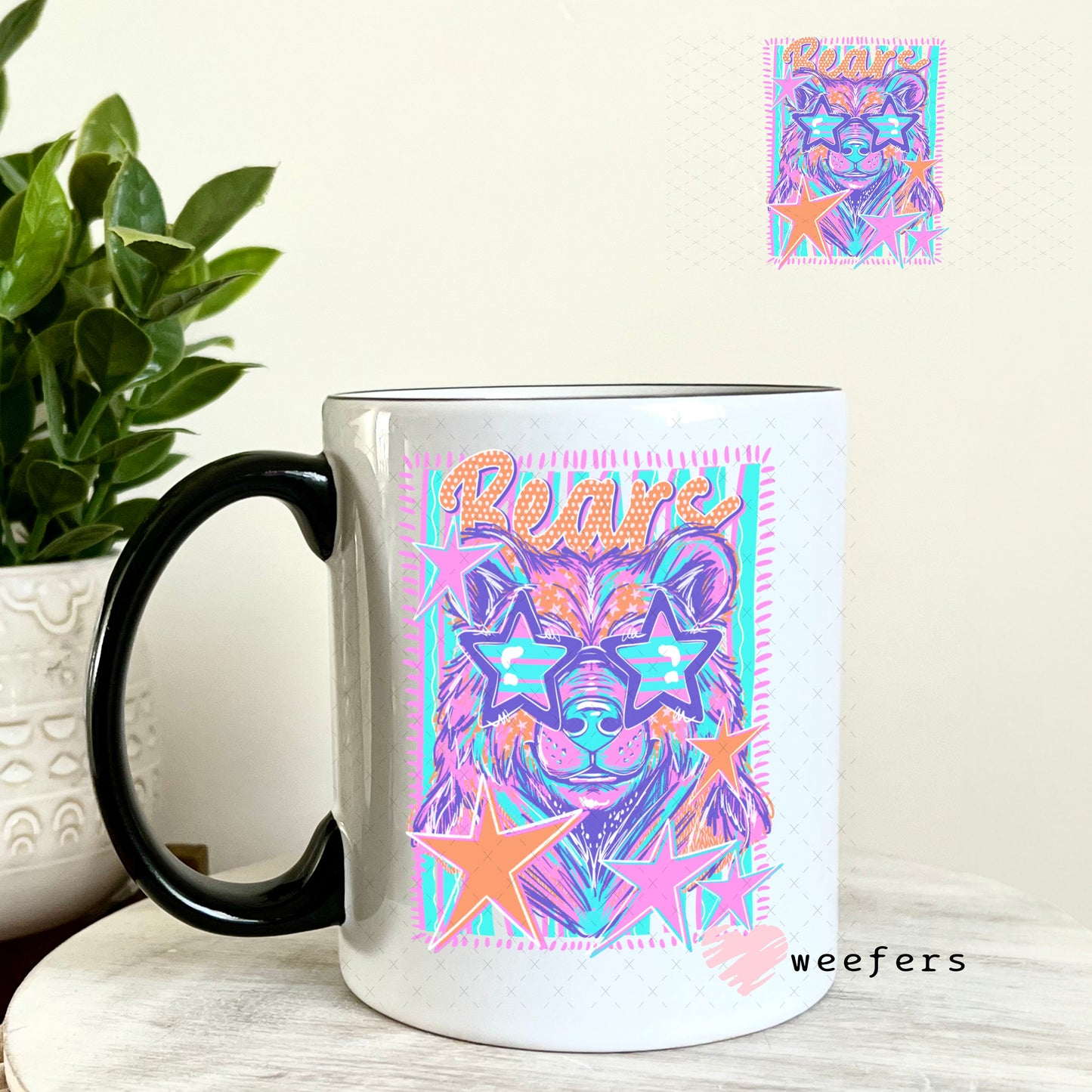 UV DTF Decal - Bears Colorful Mascot 11oz Coffee Mug Weefers