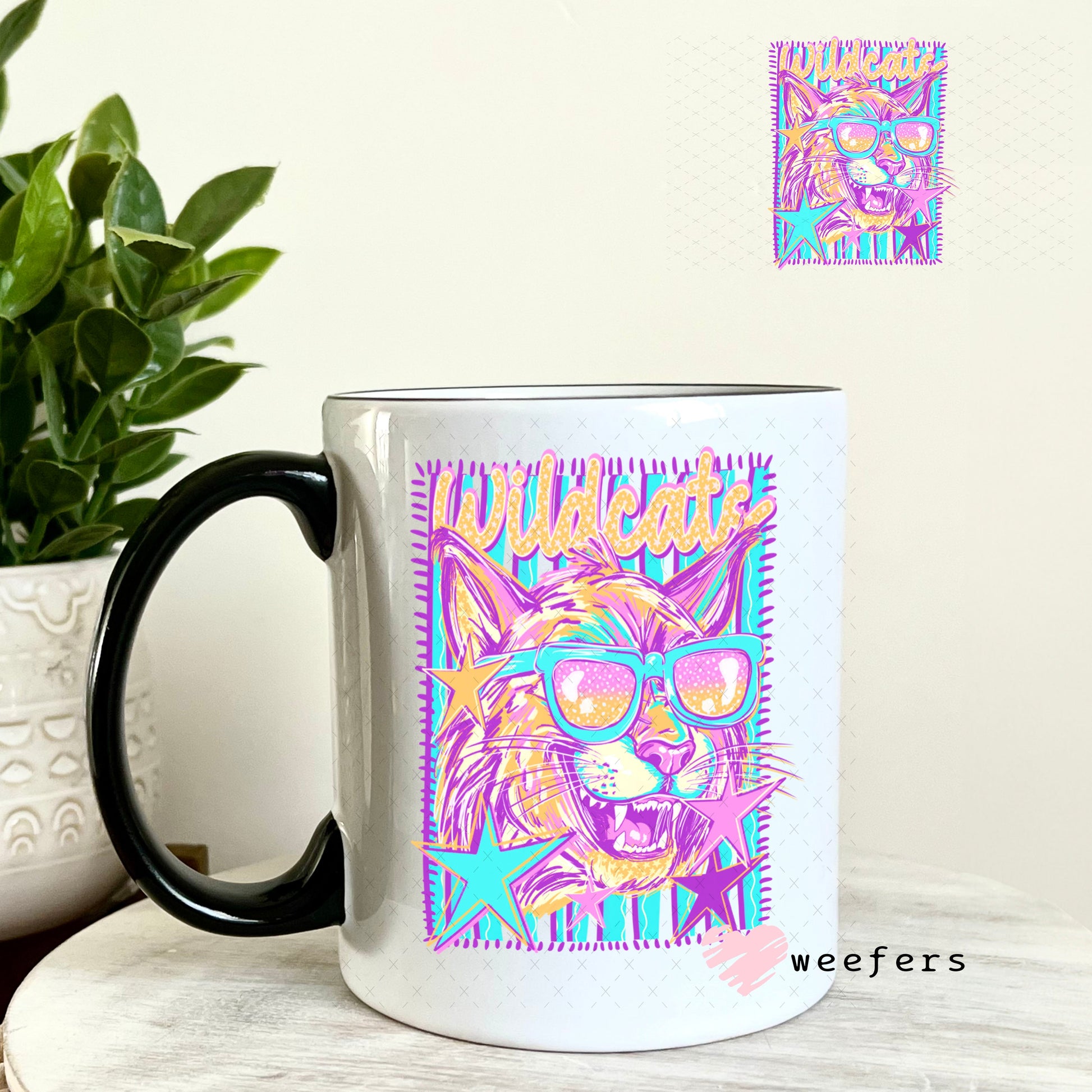 UV DTF Decal - Wildcats Colorful Mascot 11oz Coffee Mug Weefers