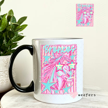 UV DTF Decal - Broncos Colorful Mascot 11oz Coffee Mug Weefers