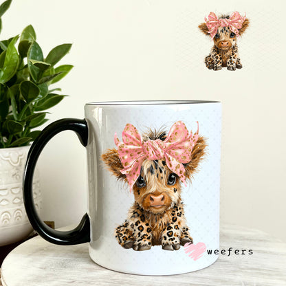 UV DTF Decal - Leopard Bougie Highland Cow 11oz Coffee Mug Weefers