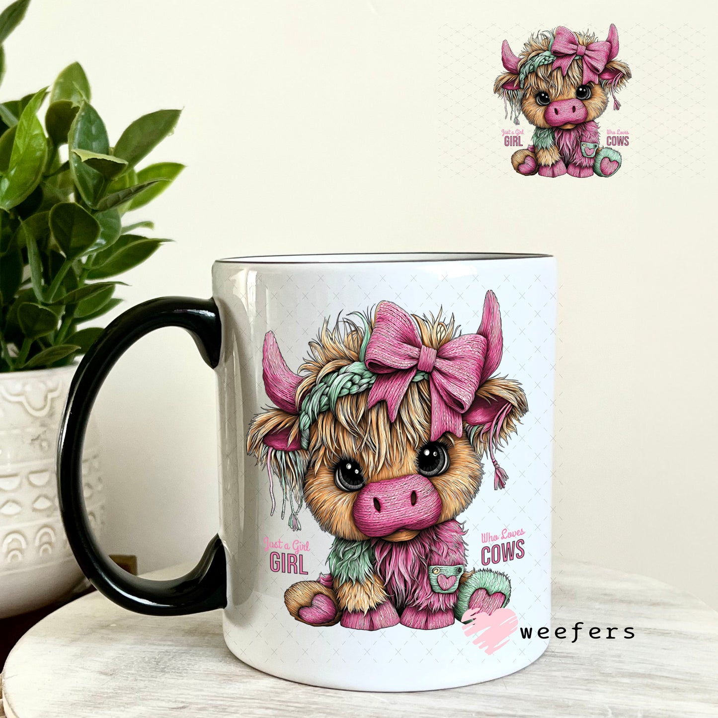 UV DTF Decal - Just a Girl Who Loves Cows 11oz Coffee Mug Weefers
