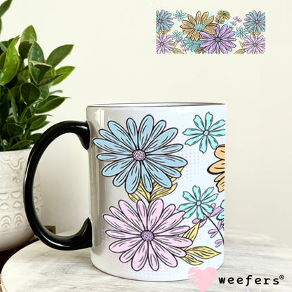 UV DTF Cup Wraps - Purple Blue Daisies 11oz Coffee Mug Weefers