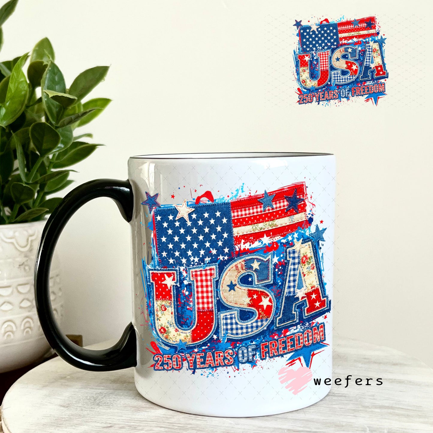 UV DTF Decal - USA 250 Years of Freedom 11oz Coffee Mug Weefers