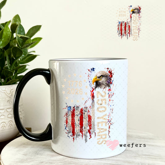 UV DTF Decal - Eagle 1776-2026 USA 11oz Coffee Mug Weefers