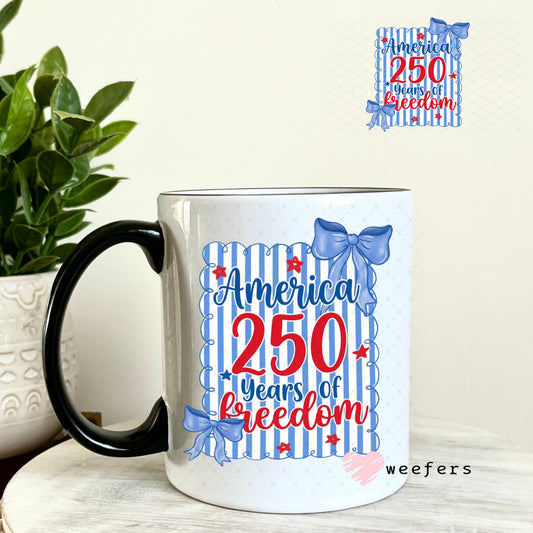 UV DTF Decal - Blue Red America 250 Years 11oz Coffee Mug Weefers