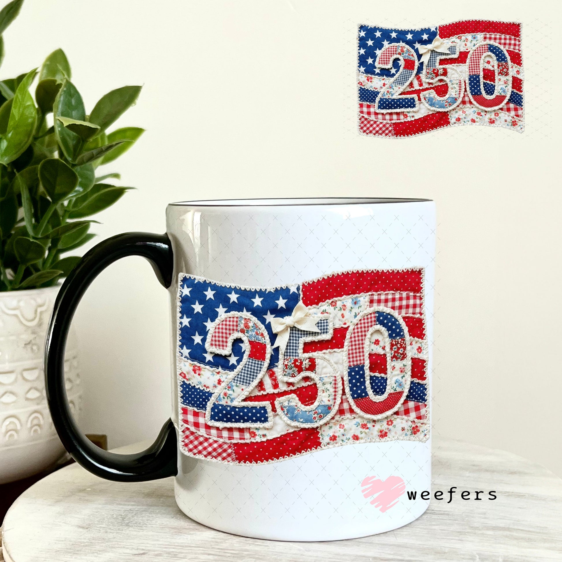 UV DTF Decal - 250 Quilt USA 11oz Coffee Mug Weefers