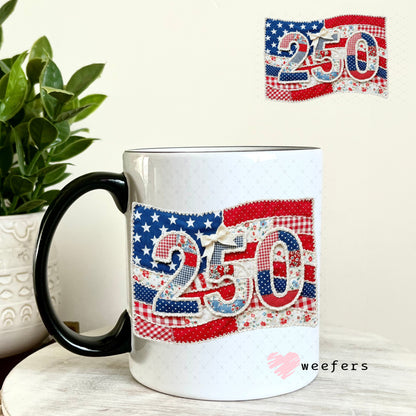 UV DTF Decal - 250 Quilt USA 11oz Coffee Mug Weefers