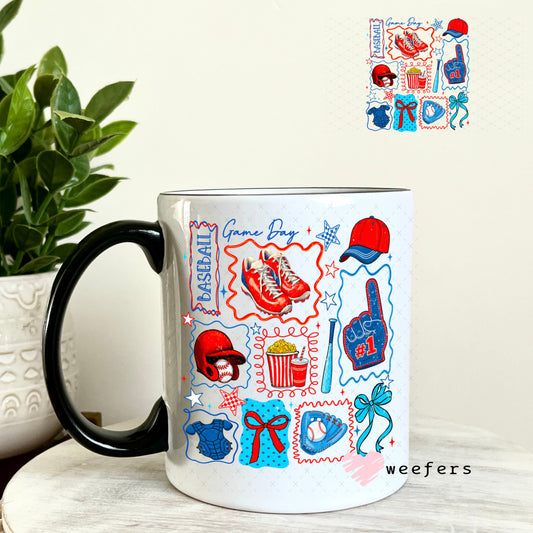 UV DTF Decal - Game Day Retro Baseball 11oz Coffee Mug Weefers