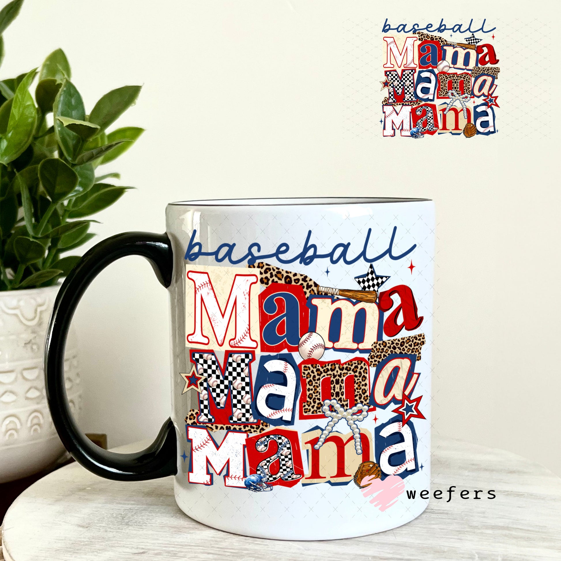 UV DTF Decal - Baseball Mama Stacked 11oz Coffee Mug Weefers