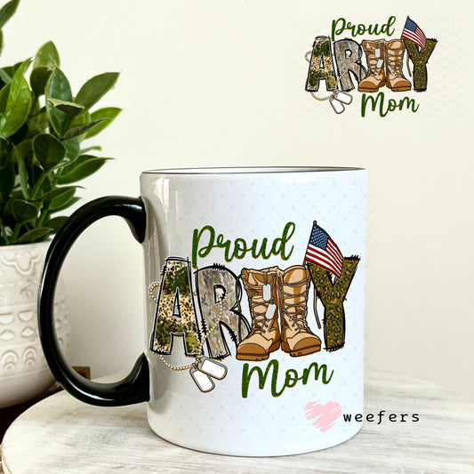 UV DTF Decal - Proud Army Mom 11oz Coffee Mug Weefers