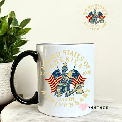 UV DTF Decal - United States of America 250th Anniversary 11oz Coffee Mug Weefers
