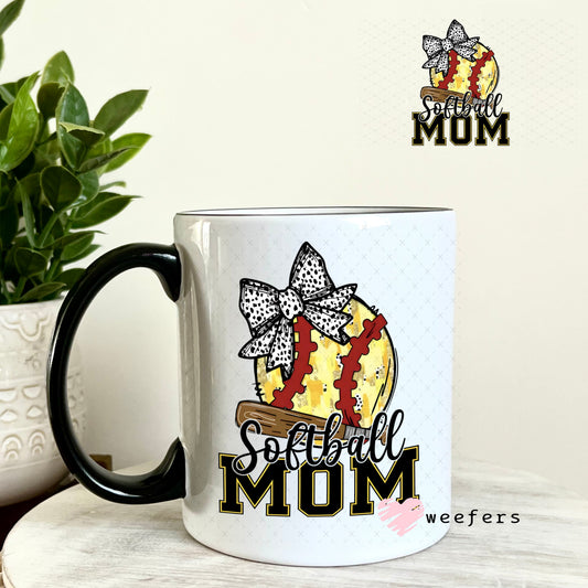 UV DTF Decal - Softball Mom 11oz Coffee Mug Weefers