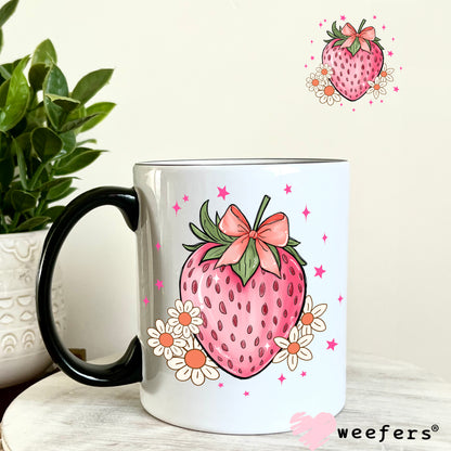 Strawberry Cream Flowers UV DTF 11oz Coffee Mug Decal