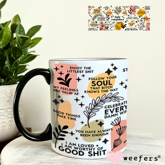 UV DTF Cup Wraps - Bad Words Daily Reminders 11oz Coffee Mug Weefers