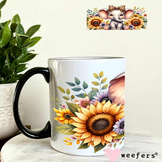 UV DTF Cup Wraps - Sunflower Elephant 11oz Coffee Mug Weefers