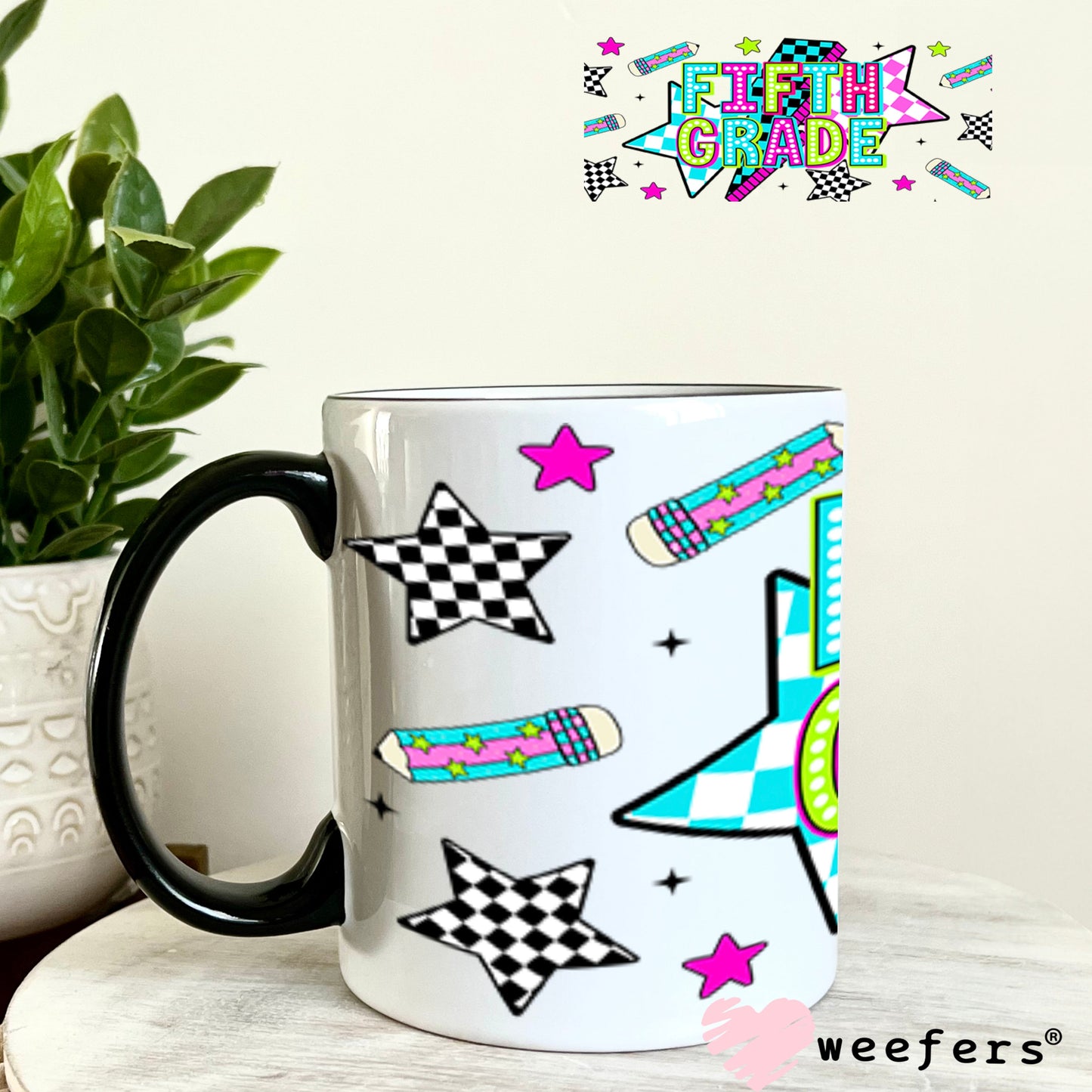 UV DTF Cup Wraps - Fifth Grade Checkered 11oz Coffee Mug Weefers