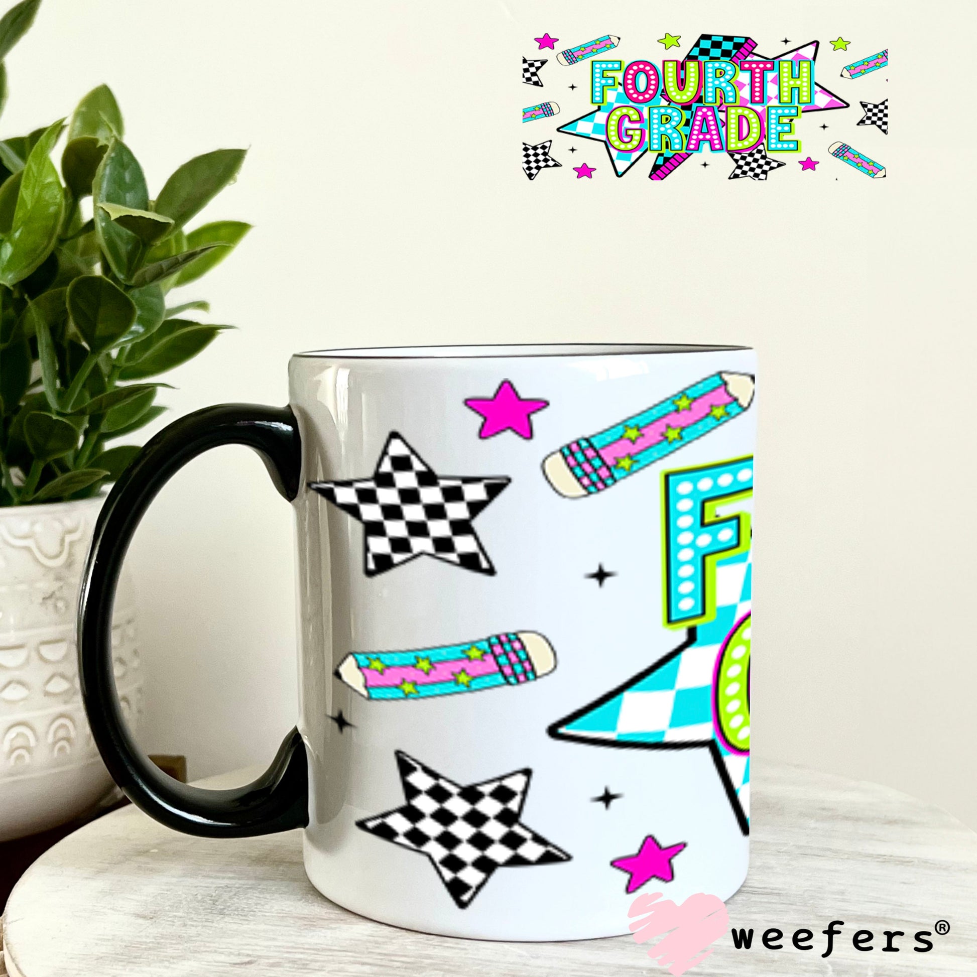 UV DTF Cup Wraps - Fourth Grade Checkered 11oz Coffee Mug Weefers