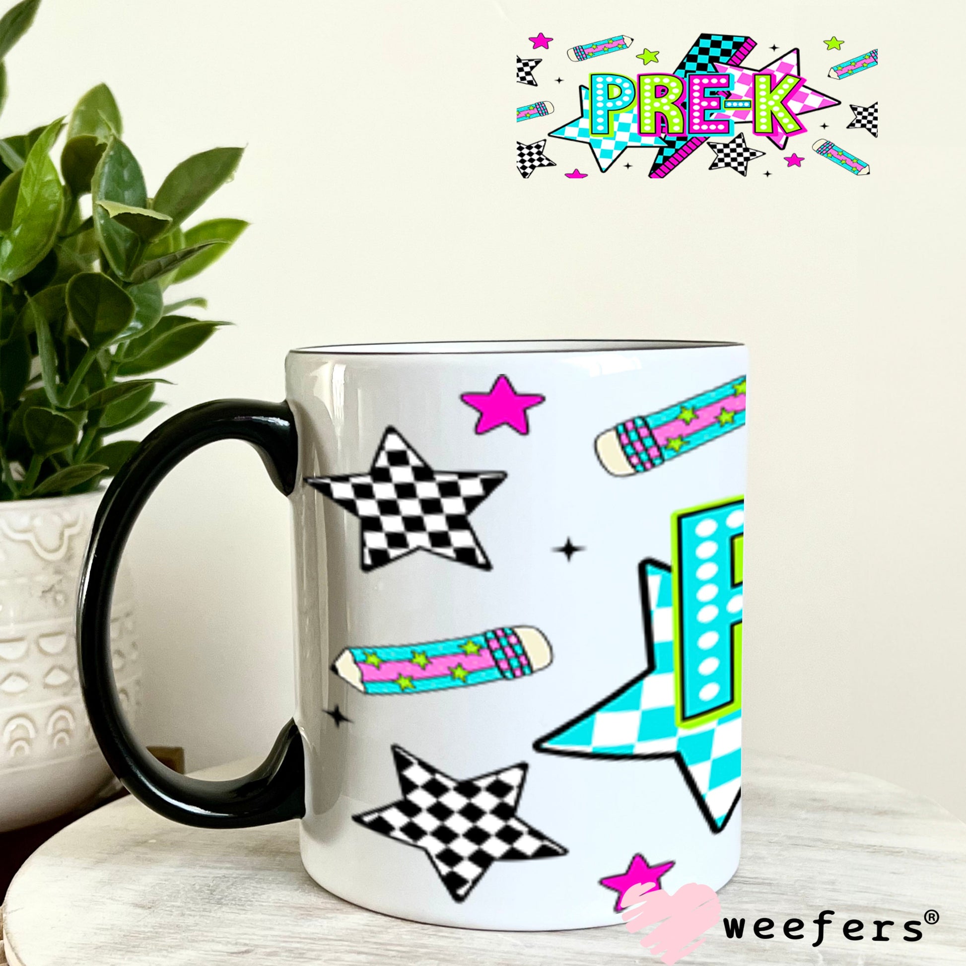 UV DTF Cup Wraps - Pre-K Checkered 11oz Coffee Mug Weefers