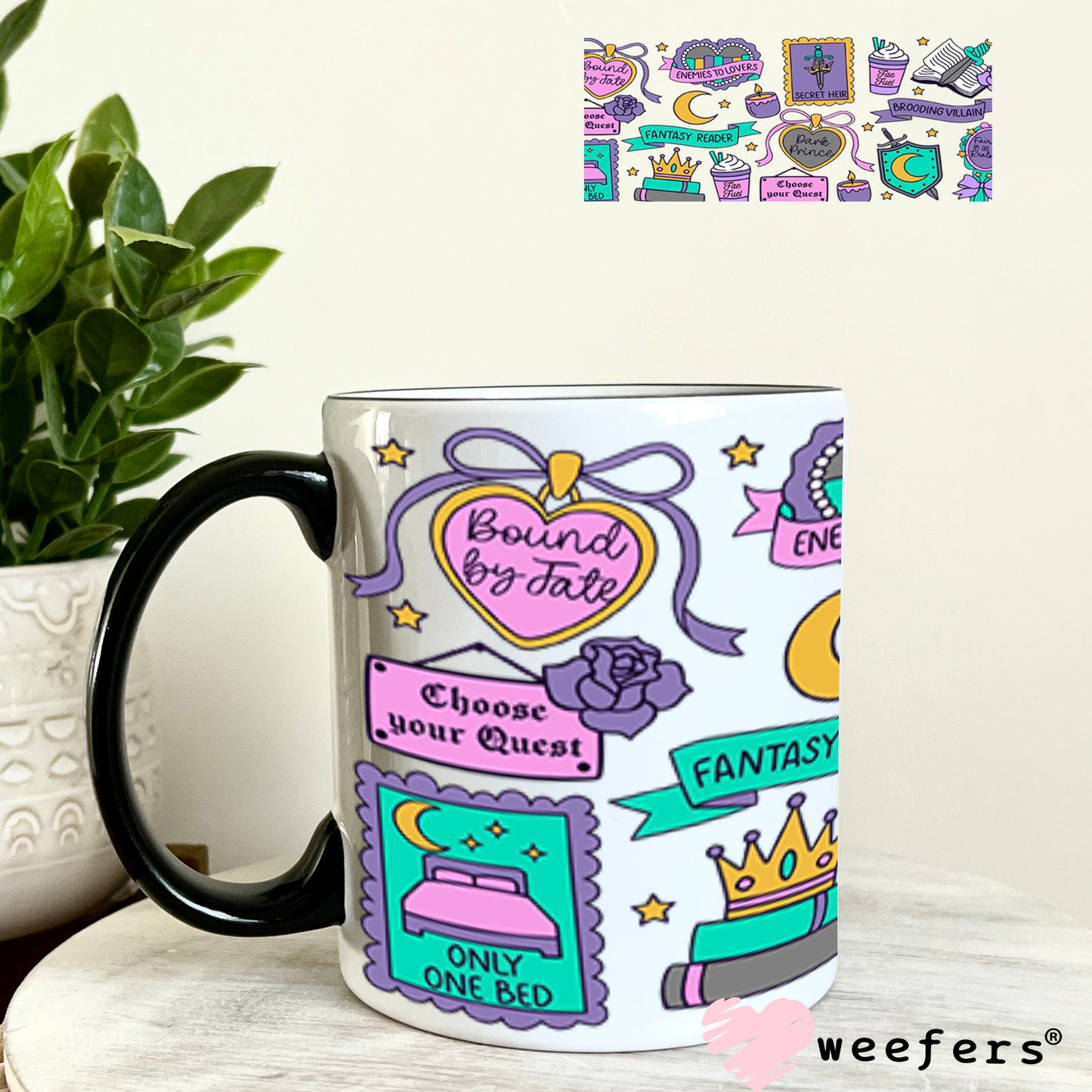 UV DTF Cup Wraps - Dark Romance Book Lover 11oz Coffee Mug Weefers
