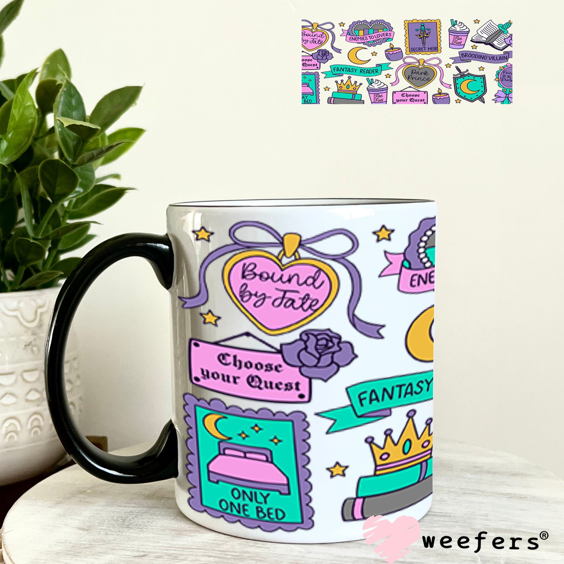 UV DTF Cup Wraps - Dark Romance Book Lover 11oz Coffee Mug Weefers