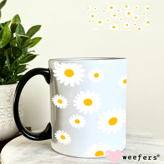 UV DTF Cup Wraps - White Daisies 11oz Coffee Mug Weefers