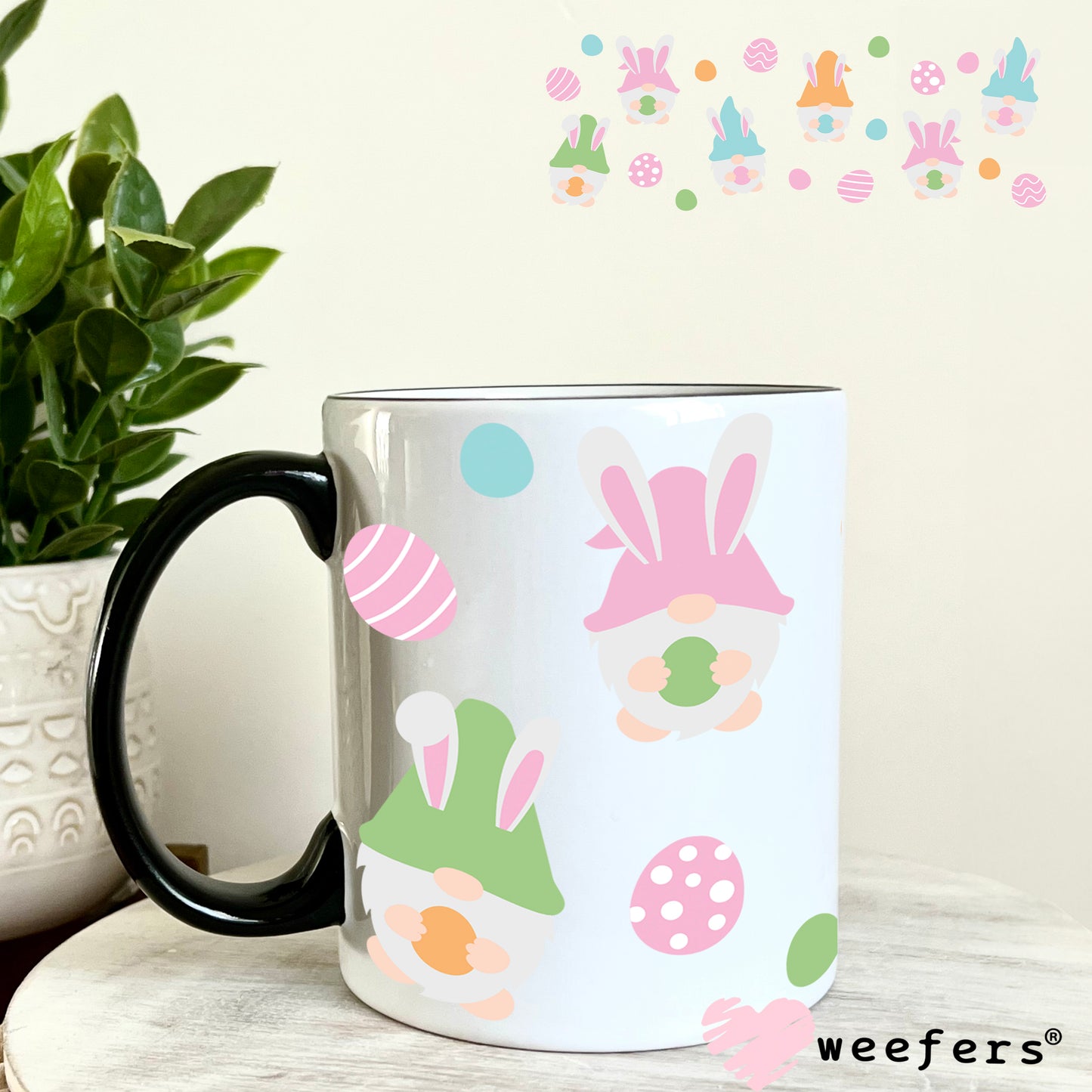 Pastel Easter Gnomes UV DTF Cup Wrap 11oz Coffee Mug Weefers