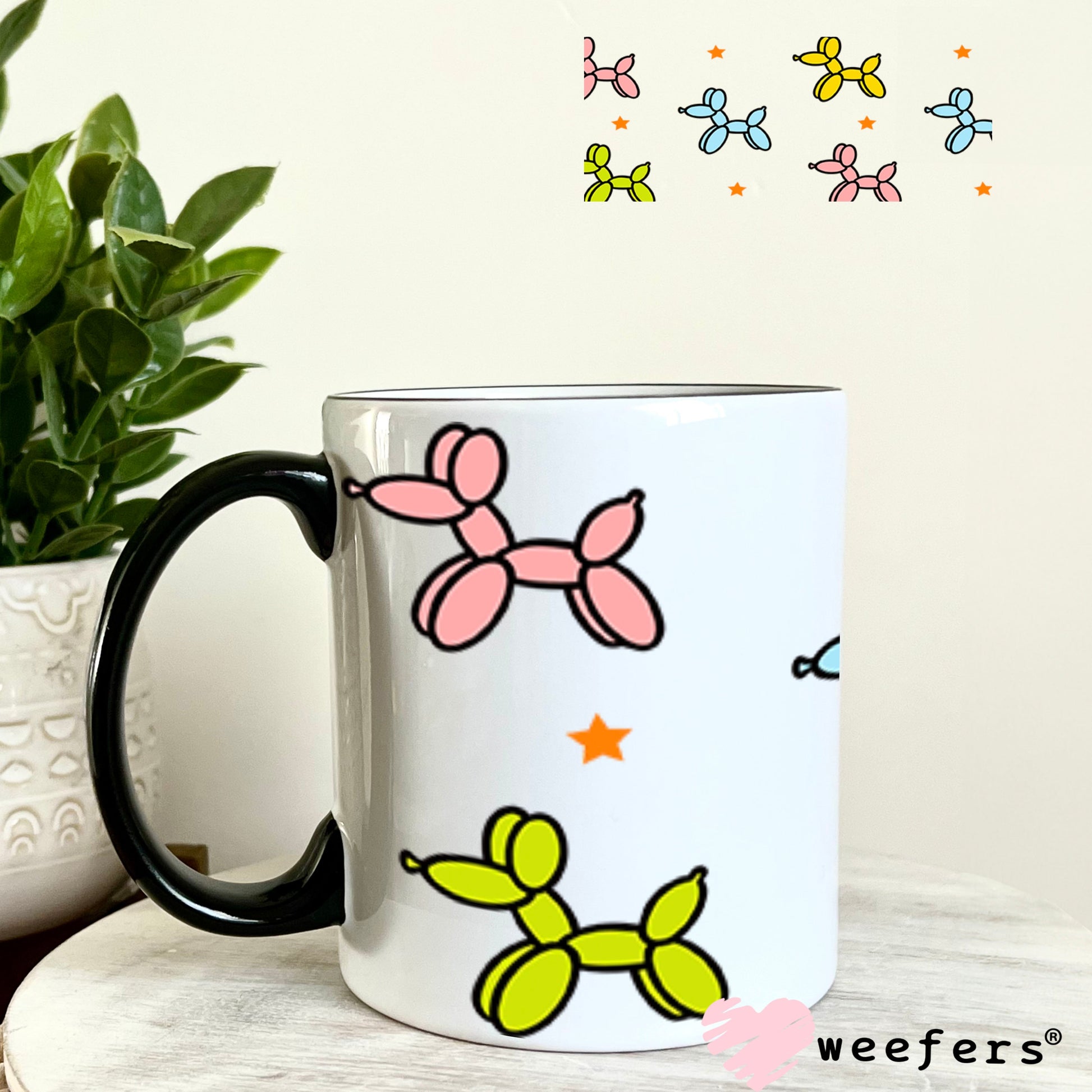 UV DTF Cup Wraps - Balloon Dog Filled 11oz Coffee Mug Weefers