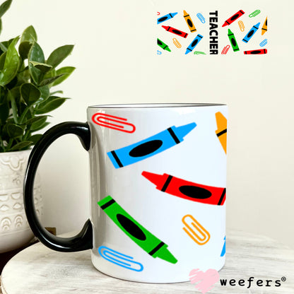 UV DTF Cup Wraps - Teacher Crayons 11oz Coffee Mug Weefers