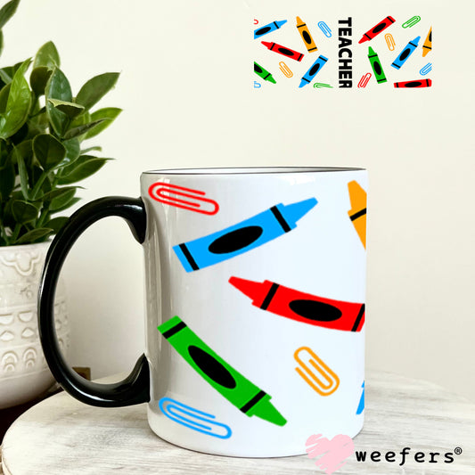 UV DTF Cup Wraps - Teacher Crayons 11oz Coffee Mug Weefers