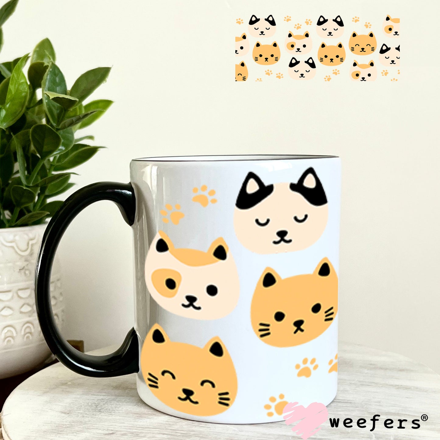 UV DTF Cup Wraps - Cat Heads 11oz Coffee Mug Weefers