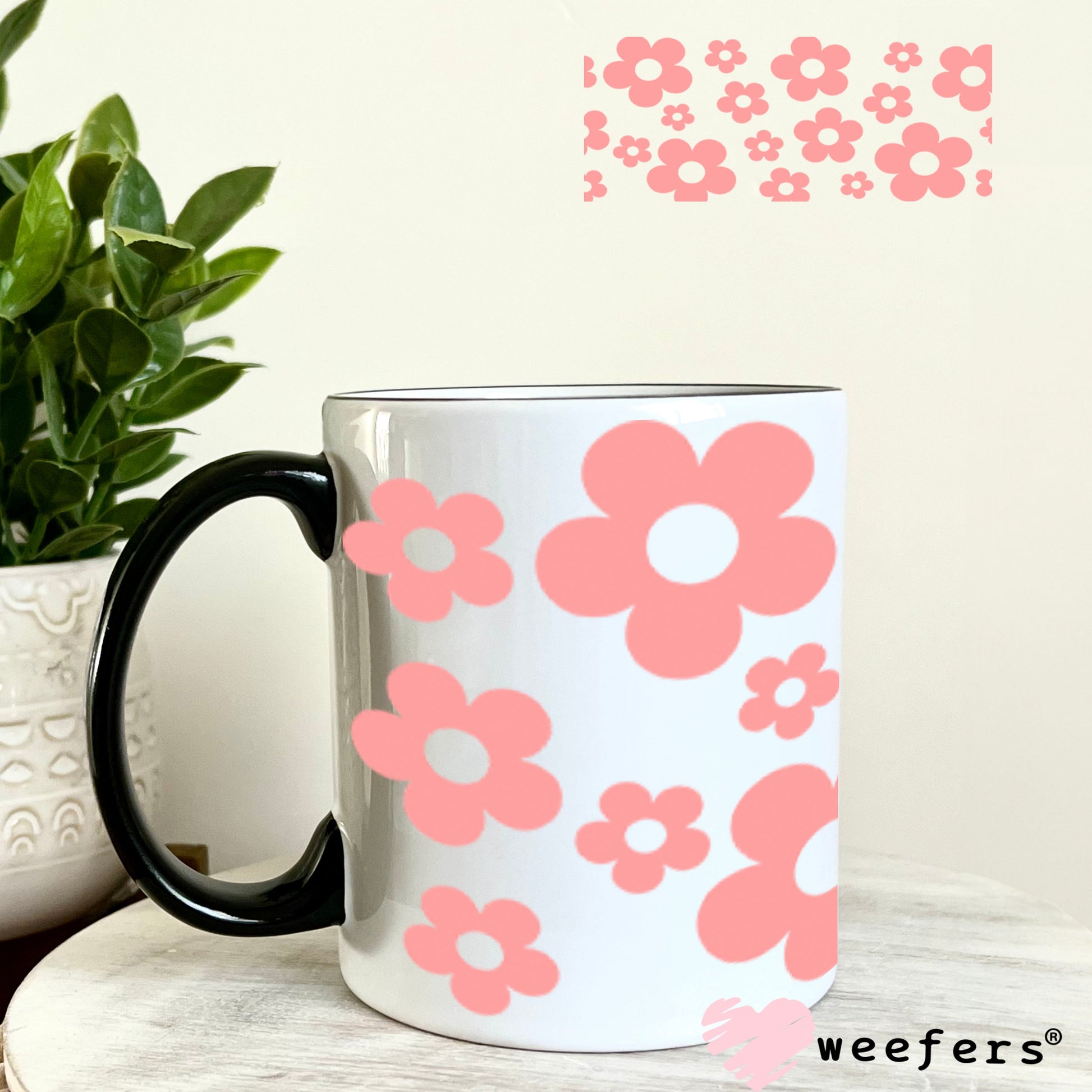 UV DTF Cup Wraps - Pink Daisy 11oz Coffee Mug Weefers