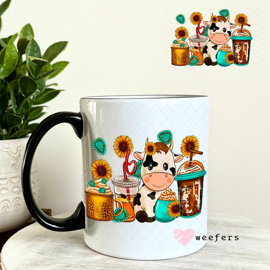 UV DTF Decal - Coffee Highlander Cow Western 11oz Coffee Mug Weefers