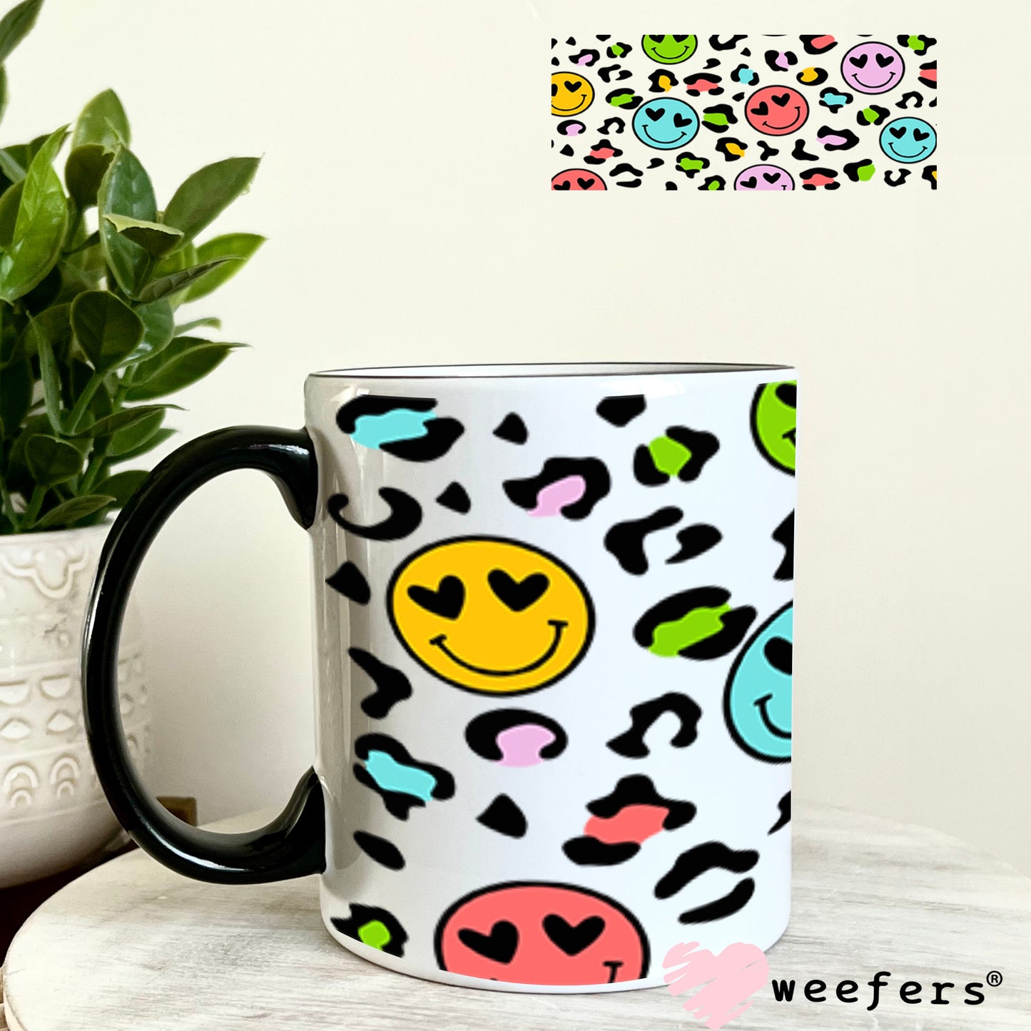 UV DTF Cup Wraps - Happy Cheetah Faces 11oz Coffee Mug Weefers