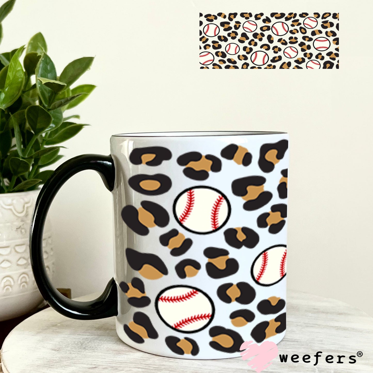 UV DTF Cup Wraps - Cheetah Baseball 11oz Coffee Mug Weefers